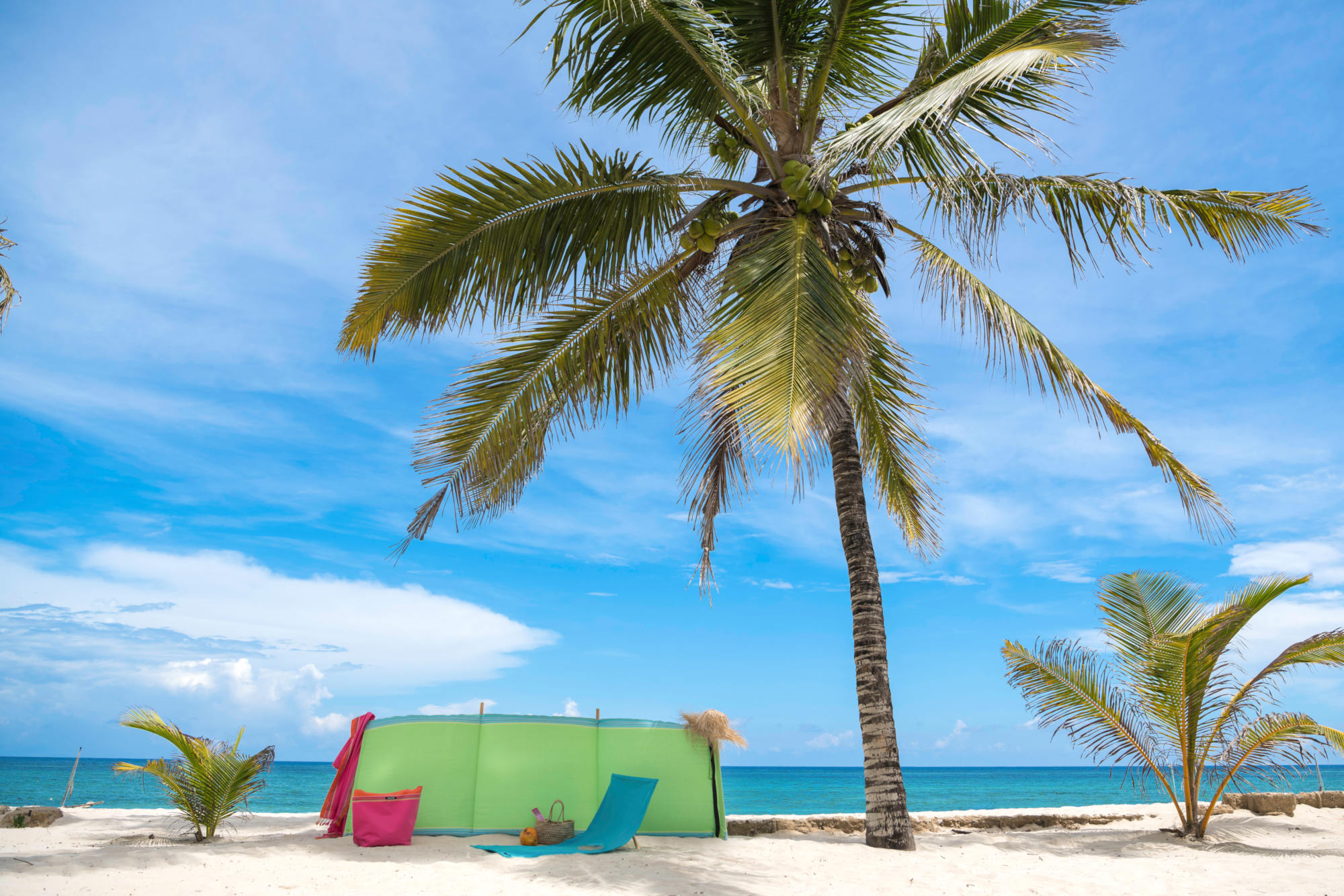 Paravent de plage en coton et bois Mojito