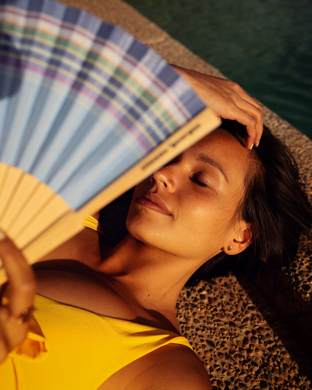 Eventail tissu coton et bois Cap Ferret