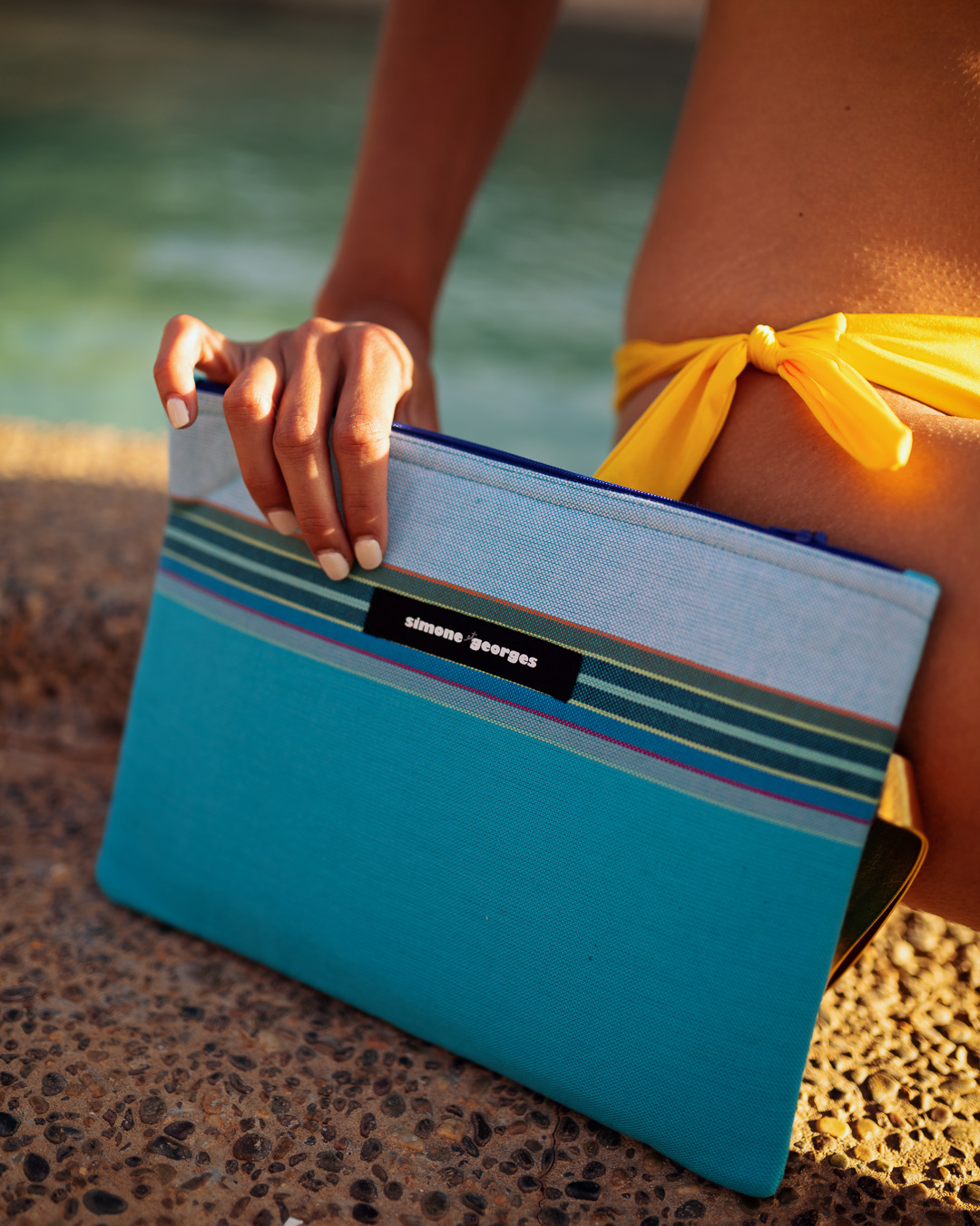 Pochette de plage en kikoy Cap Ferret